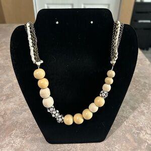 Urban Outfitters Bohemian Wood Bead Rhinestone Necklace